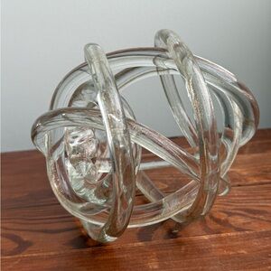 Vintage Blown Glass Gold Sparkled Infinity Knot Shelf MCM Sculpture